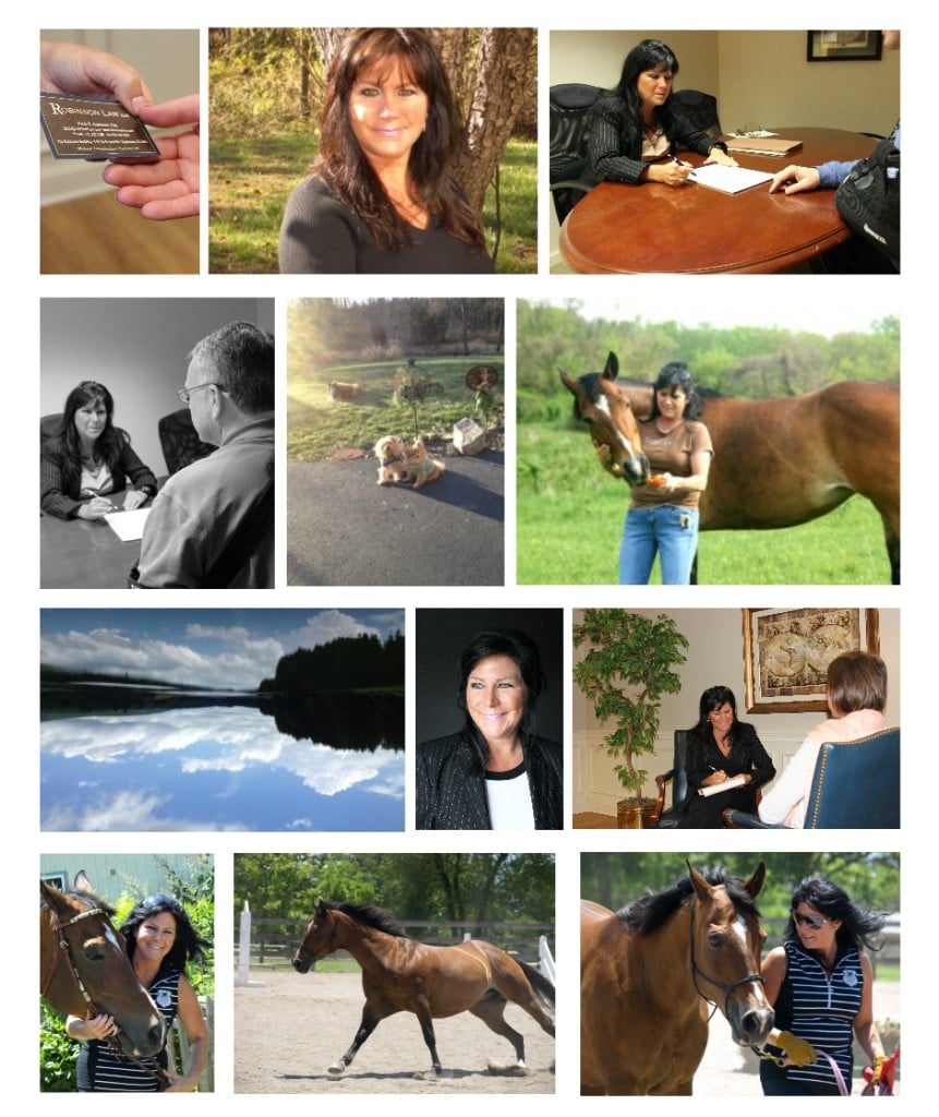 Robinson Law office photo gallery collage featuring multiple professional photographs of the law firm's office, staff, and workspace